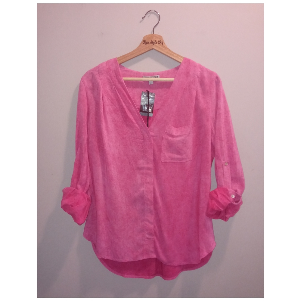 Kut from the Kloth Button Down Blouse Strawberry / Pink Top - Picture 1 of 6